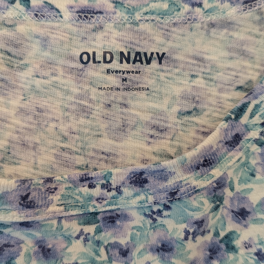 Old Navy Blue and Green Floral Top
